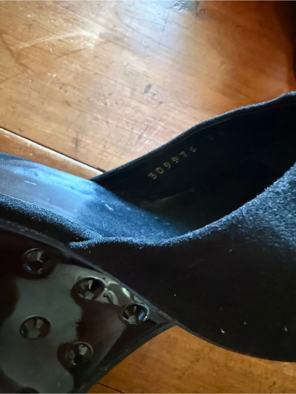 Vintage Gucci Suede and Lucite Studded Wedges